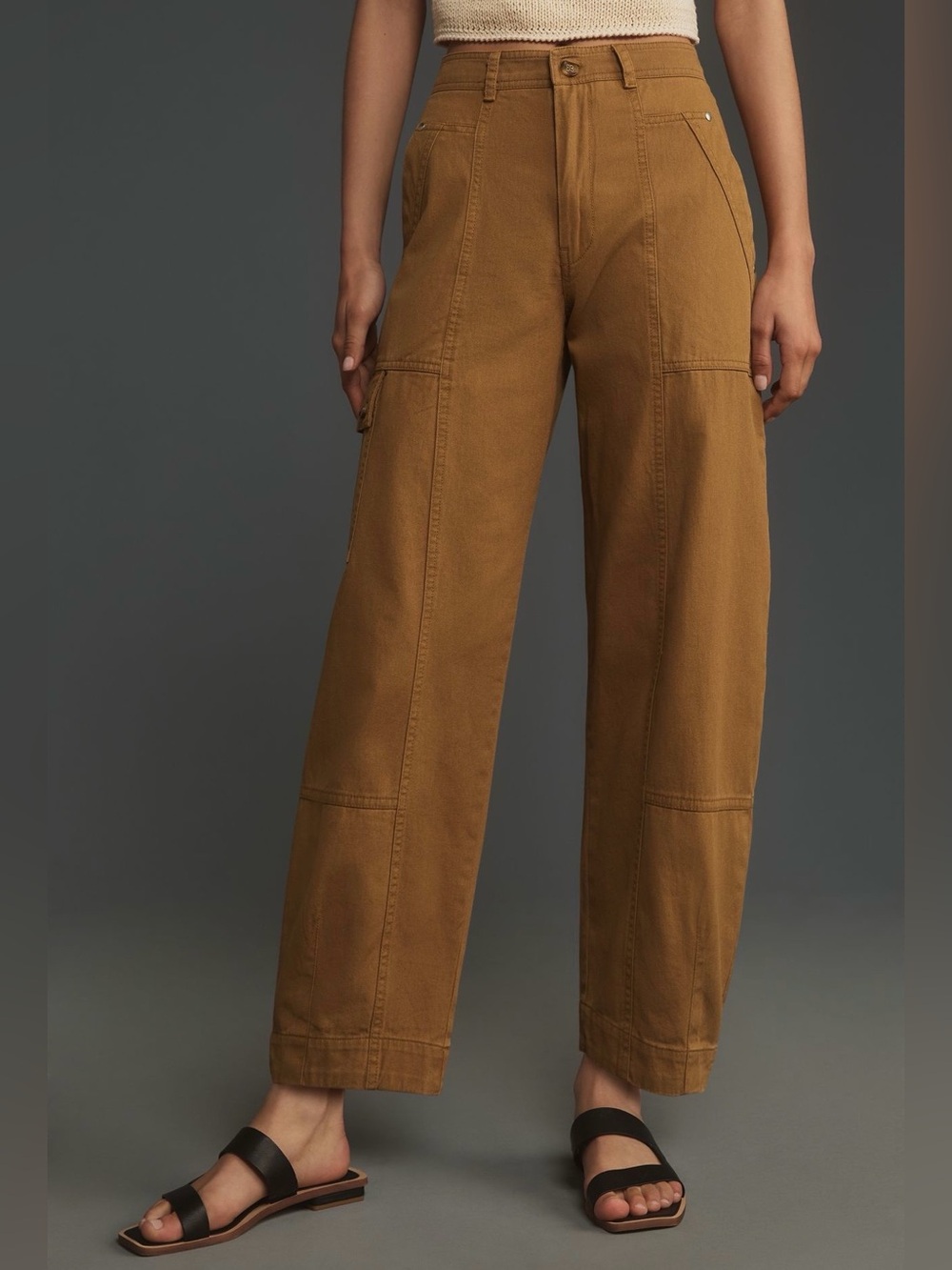 EUC Anthropologie The Carson Utility Barrel Pants Bronze 4 Tall Boho Mustard
